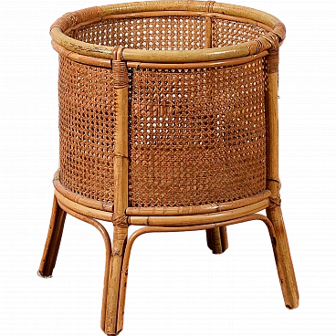 Wicker, Vienna straw and bamboo vase holder, 1960s