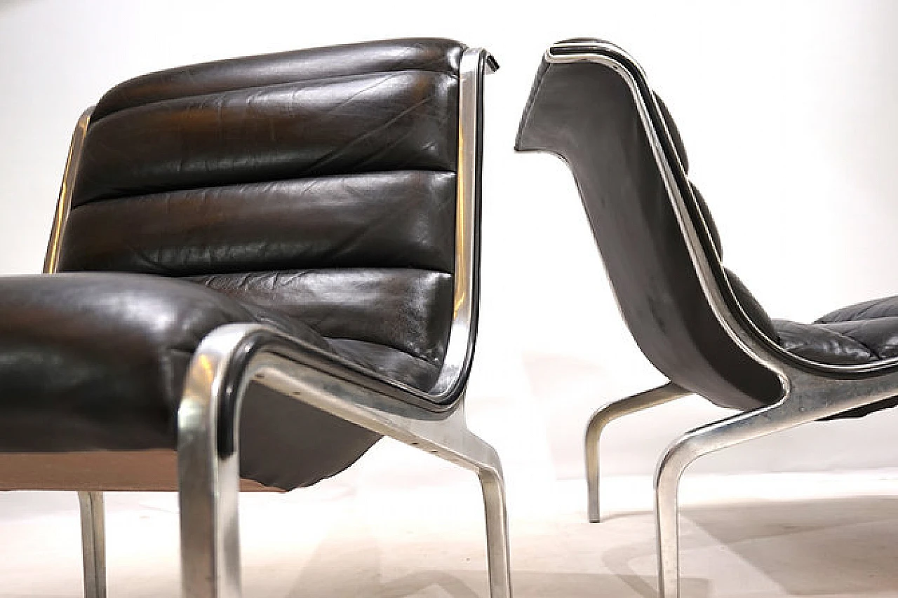 Steel and black leather armchair in Fabricius&Kastholm style, 1970s 1