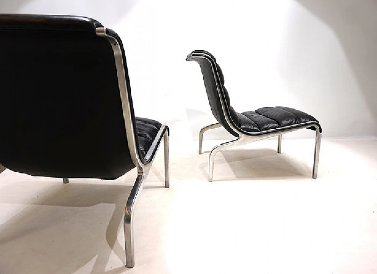 Steel and black leather armchair in Fabricius&Kastholm style, 1970s 6