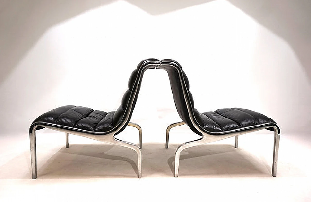 Steel and black leather armchair in Fabricius&Kastholm style, 1970s 8