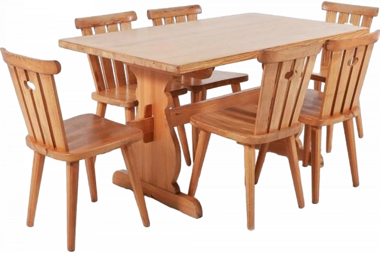 Modern Swedish Pine Dining Set, 1960s, Set of 7 22