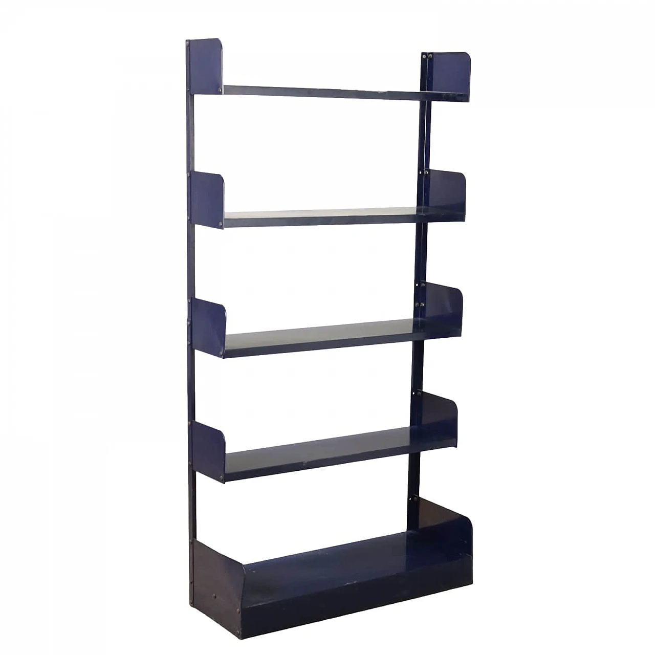 Blue enamelled metal bookcase, 1970s 1