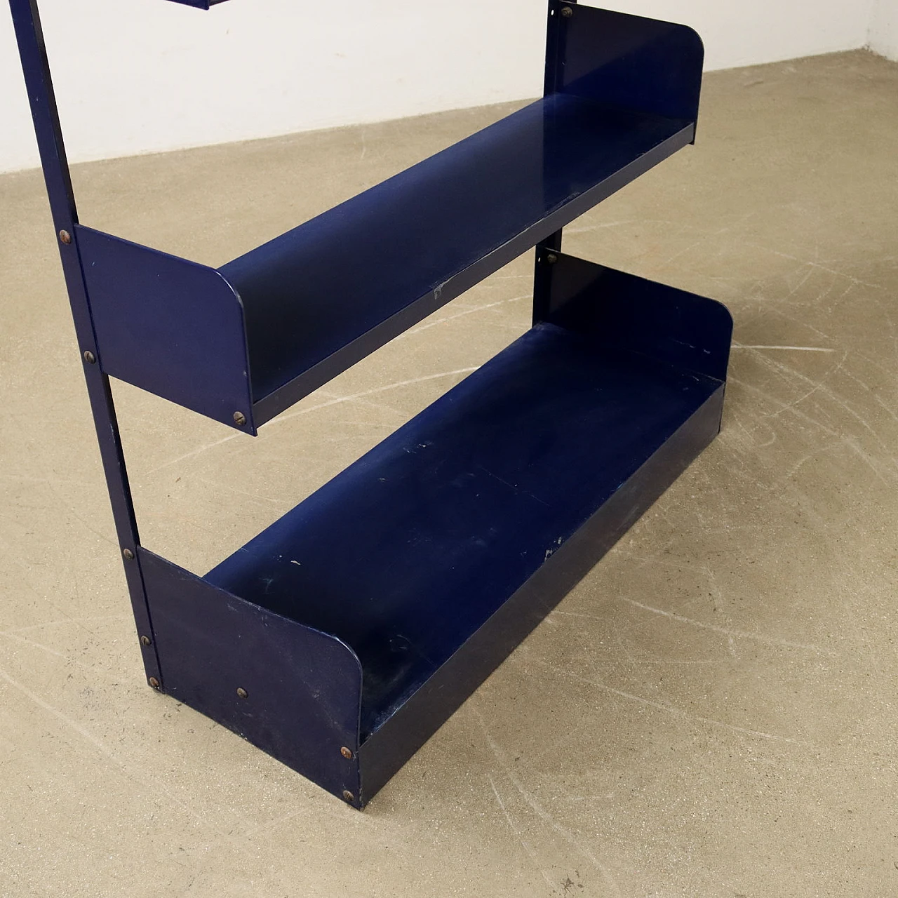 Blue enamelled metal bookcase, 1970s 3