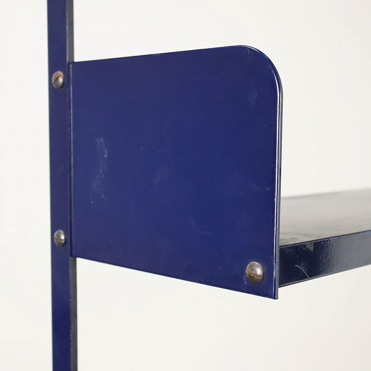 Blue enamelled metal bookcase, 1970s 4