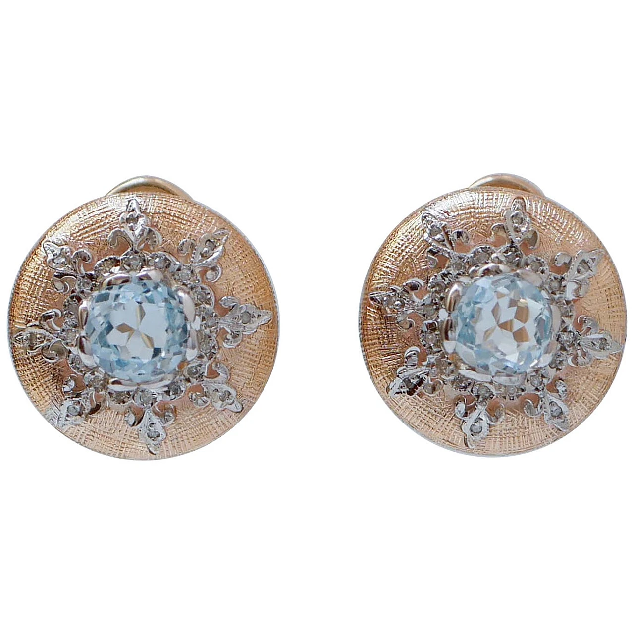 Rose gold and silver earrings with topazes and diamonds, 1950s 1