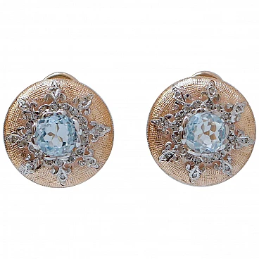 Rose gold and silver earrings with topazes and diamonds, 1950s