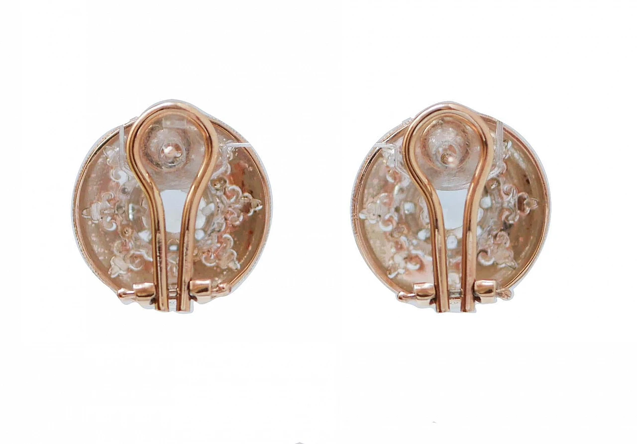 Rose gold and silver earrings with topazes and diamonds, 1950s 3