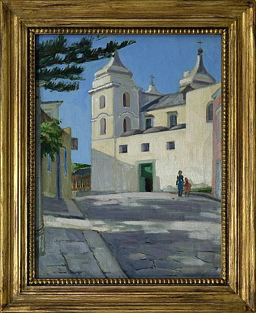 Alfredo Mahieux, Streets of Ischia, oil on panel, 1949