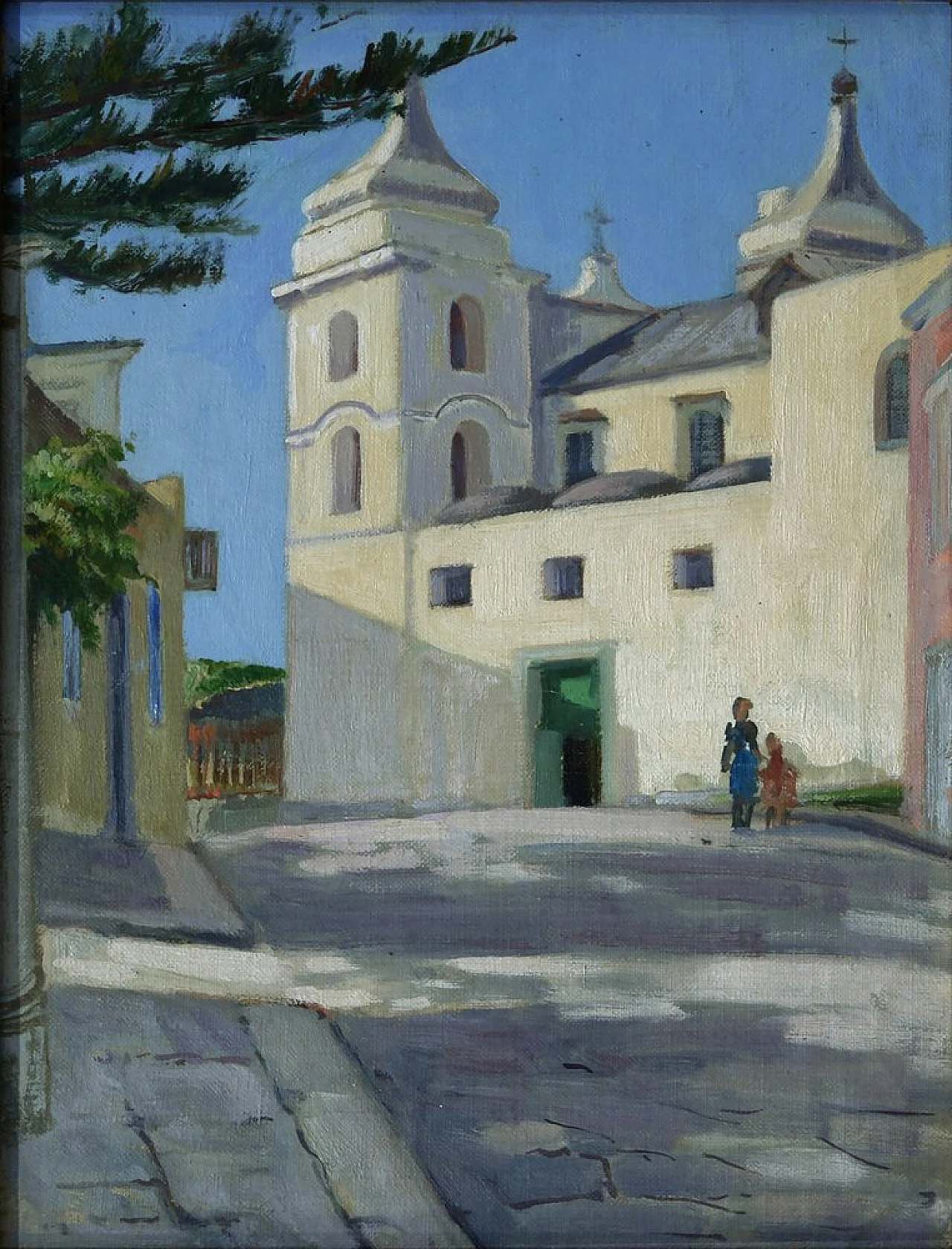 Alfredo Mahieux, Streets of Ischia, oil on panel, 1949 2