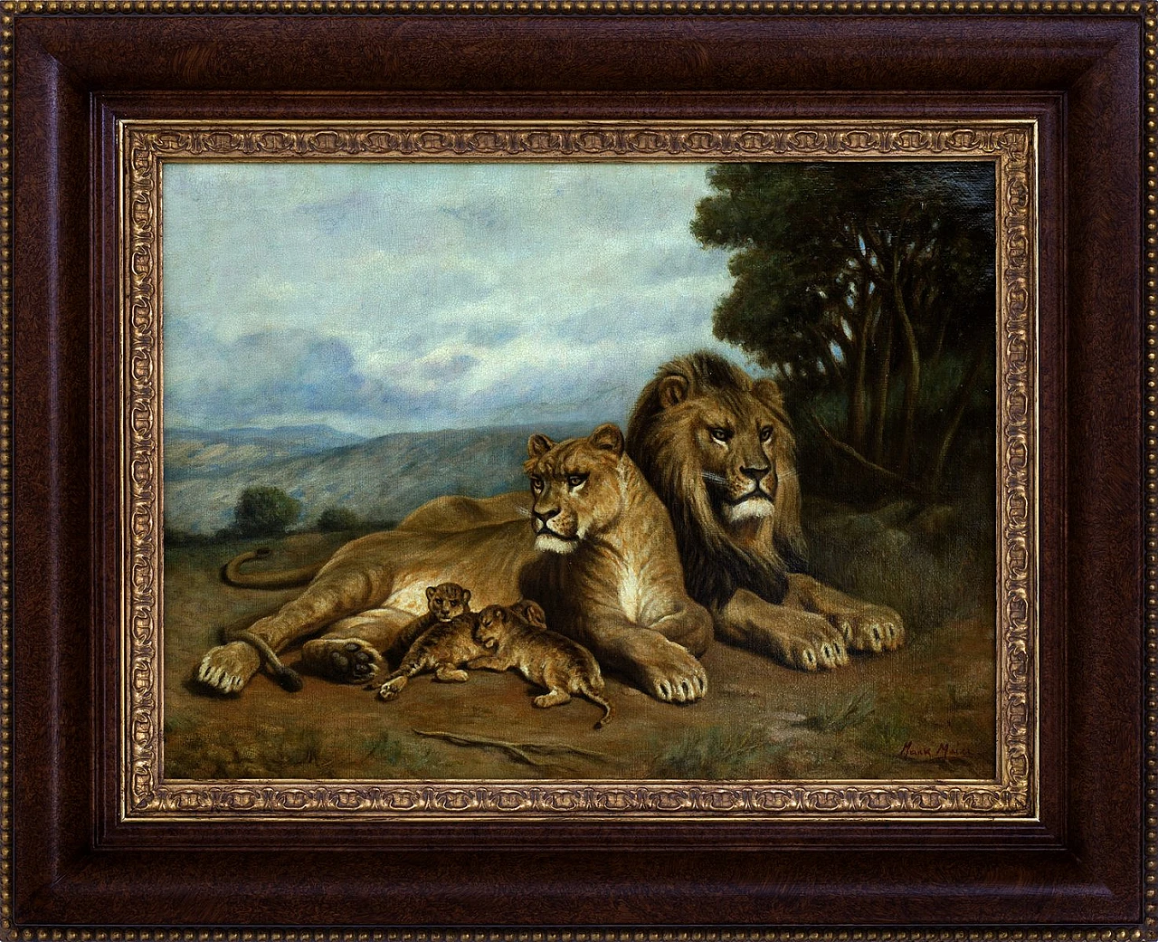 Mark Majer, Family of lions, oil on canvas, 1990s 1