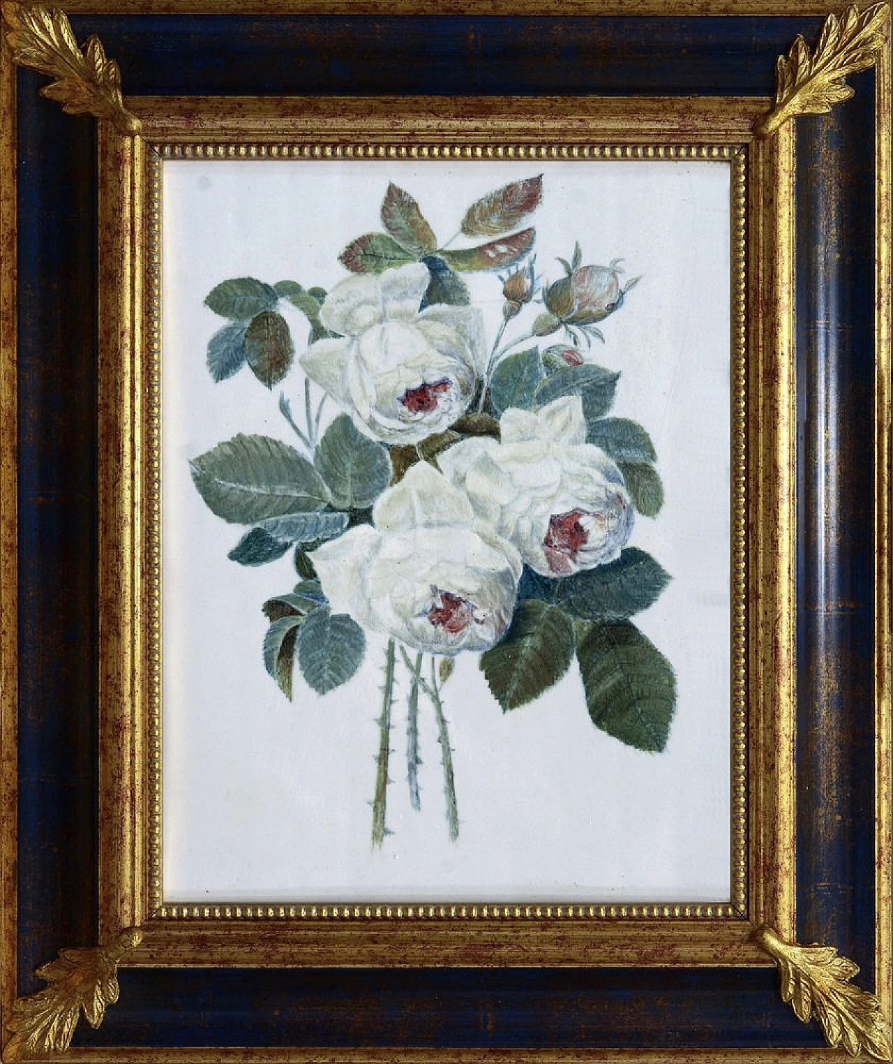 Hand-painted porcelain tile with floral decoration, 1990s 1