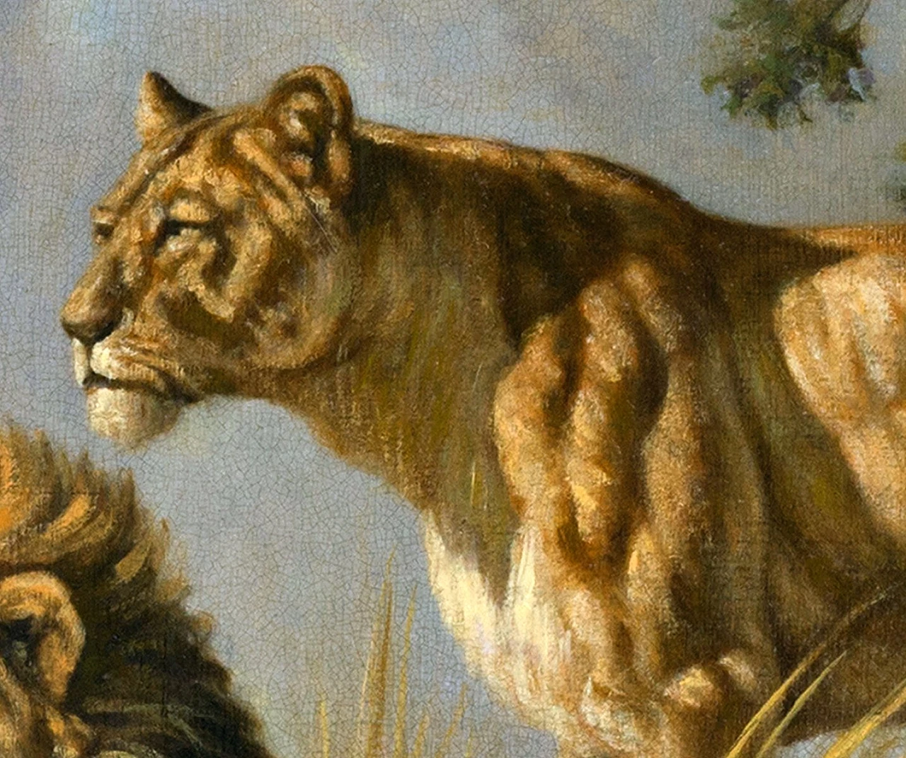 Mark Majer, Pair of Lions, oil on canvas, 1990s 4