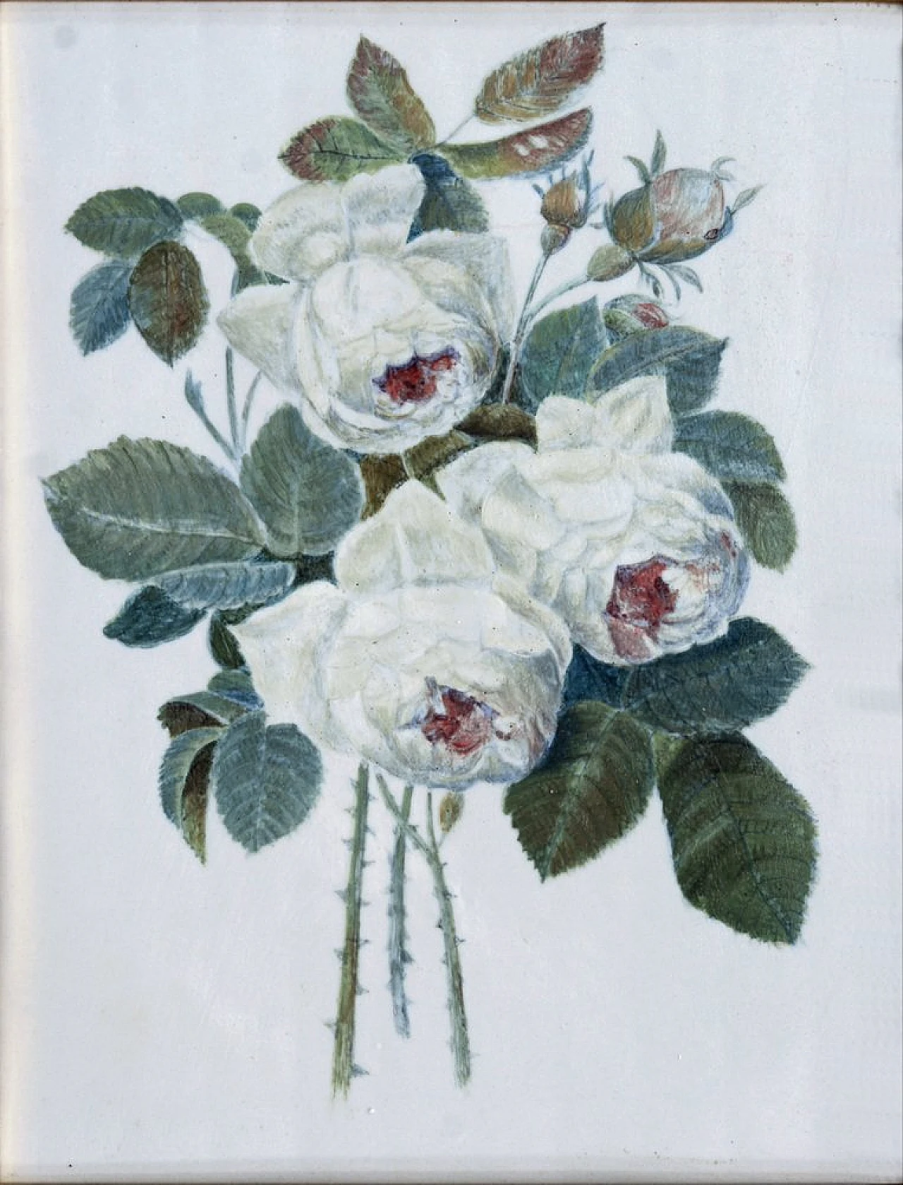 Hand-painted porcelain tile with floral decoration, 1990s 2