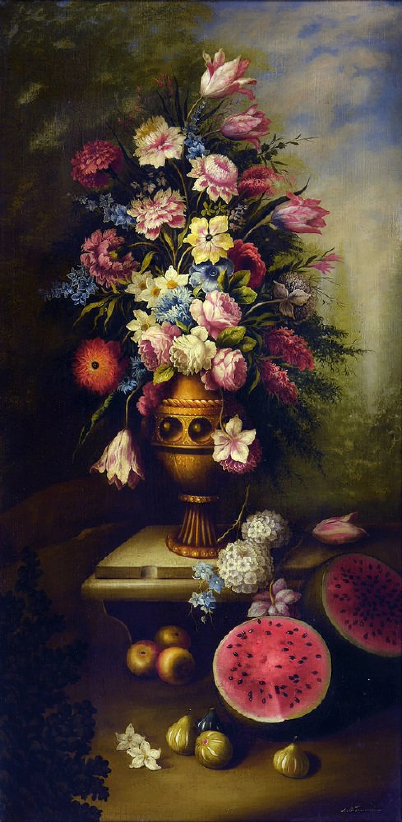 Carlo De Tommasi, Flowers, oil on canvas, 1990s 2