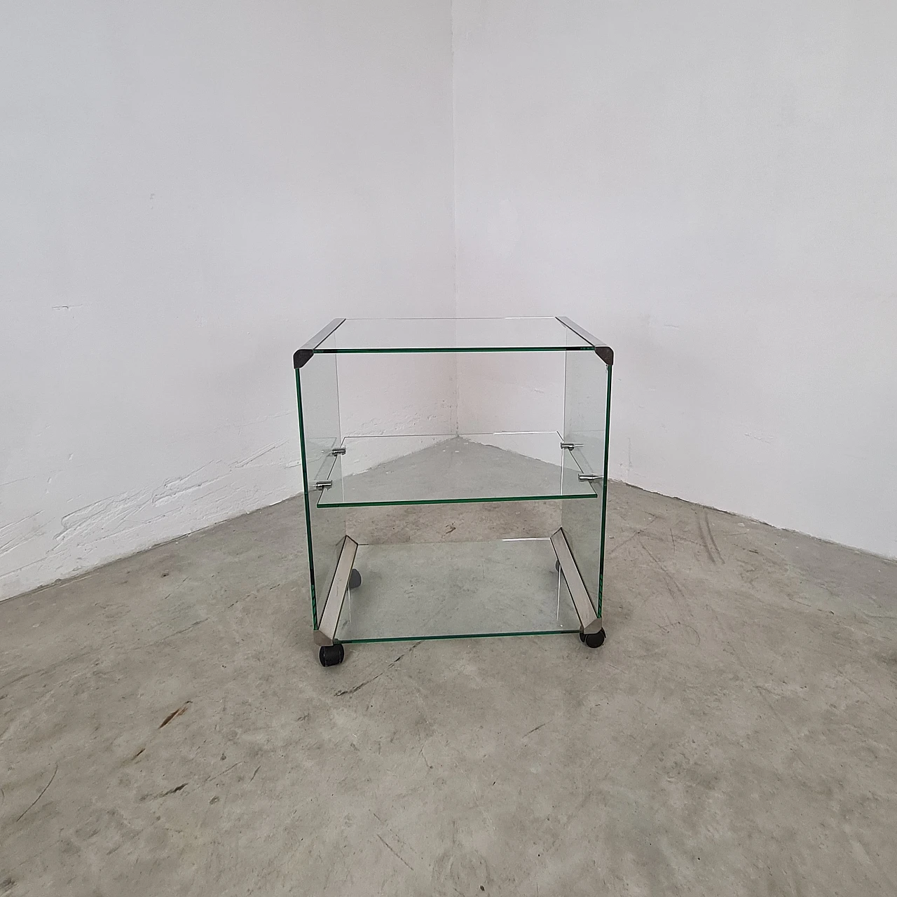 George 1 cart in glass and aluminium by Gallotti & Radice, 1980s 1