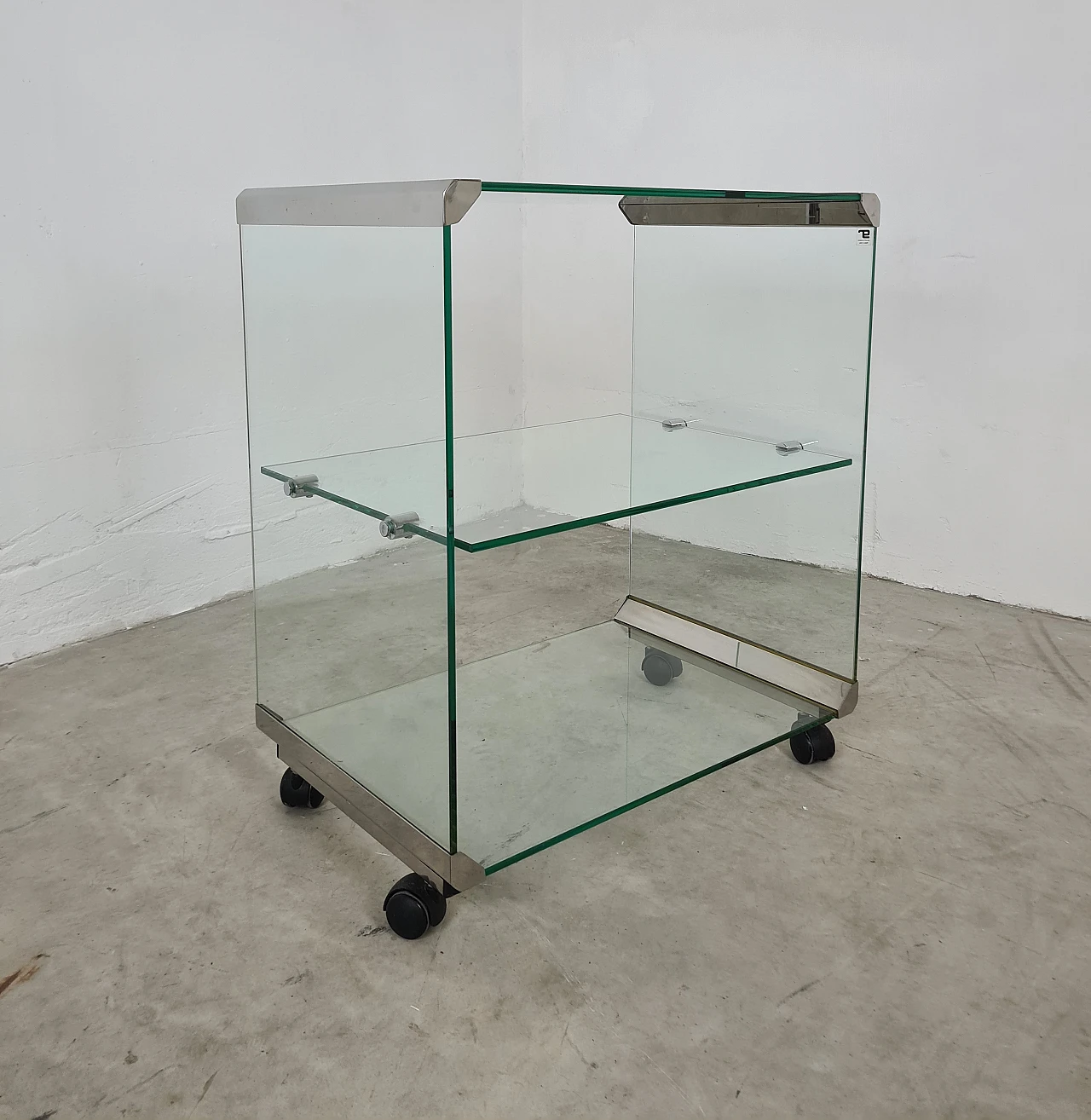 George 1 cart in glass and aluminium by Gallotti & Radice, 1980s 2