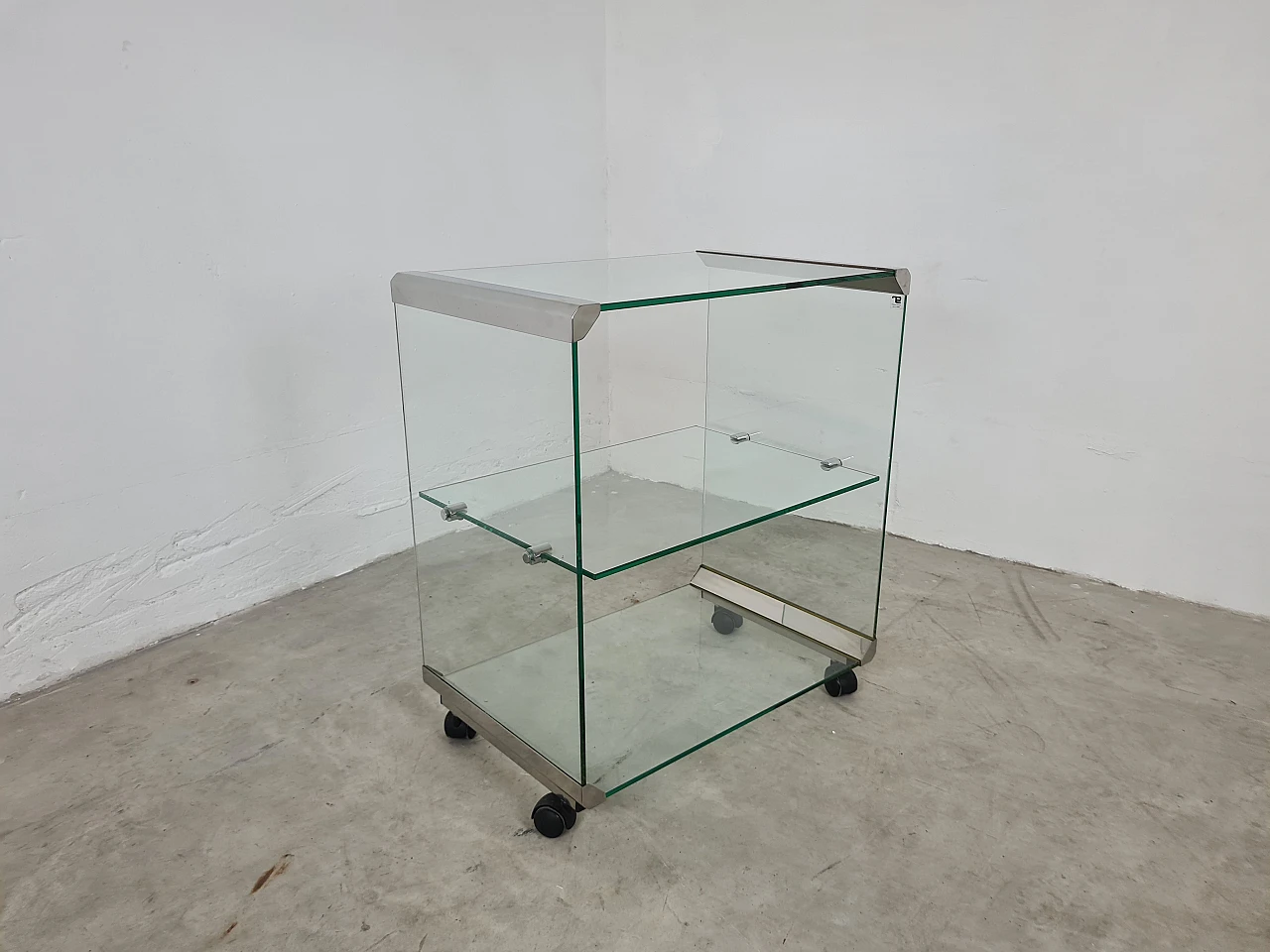 George 1 cart in glass and aluminium by Gallotti & Radice, 1980s 3