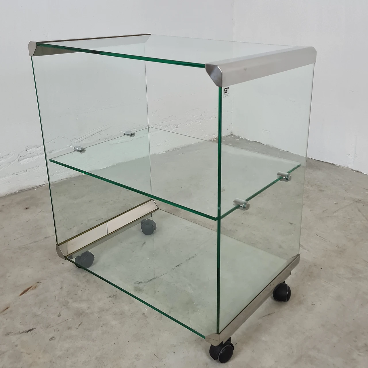 George 1 cart in glass and aluminium by Gallotti & Radice, 1980s 4