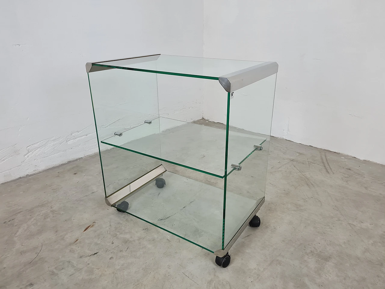 George 1 cart in glass and aluminium by Gallotti & Radice, 1980s 5