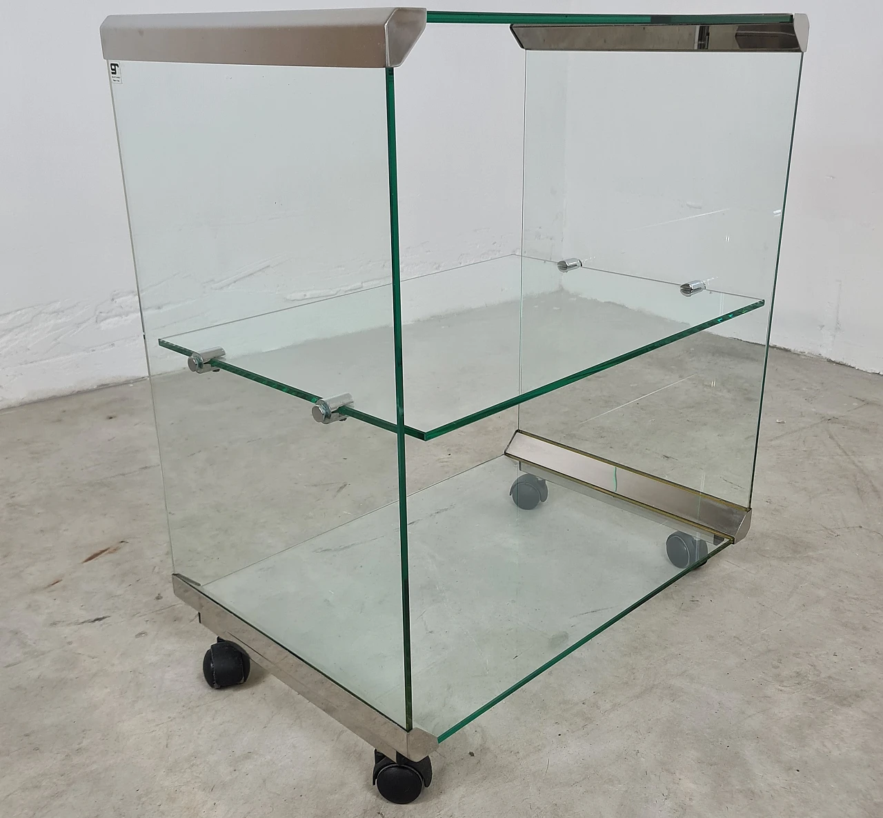 George 1 cart in glass and aluminium by Gallotti & Radice, 1980s 9