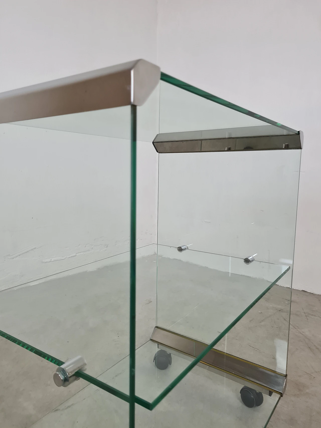 George 1 cart in glass and aluminium by Gallotti & Radice, 1980s 11