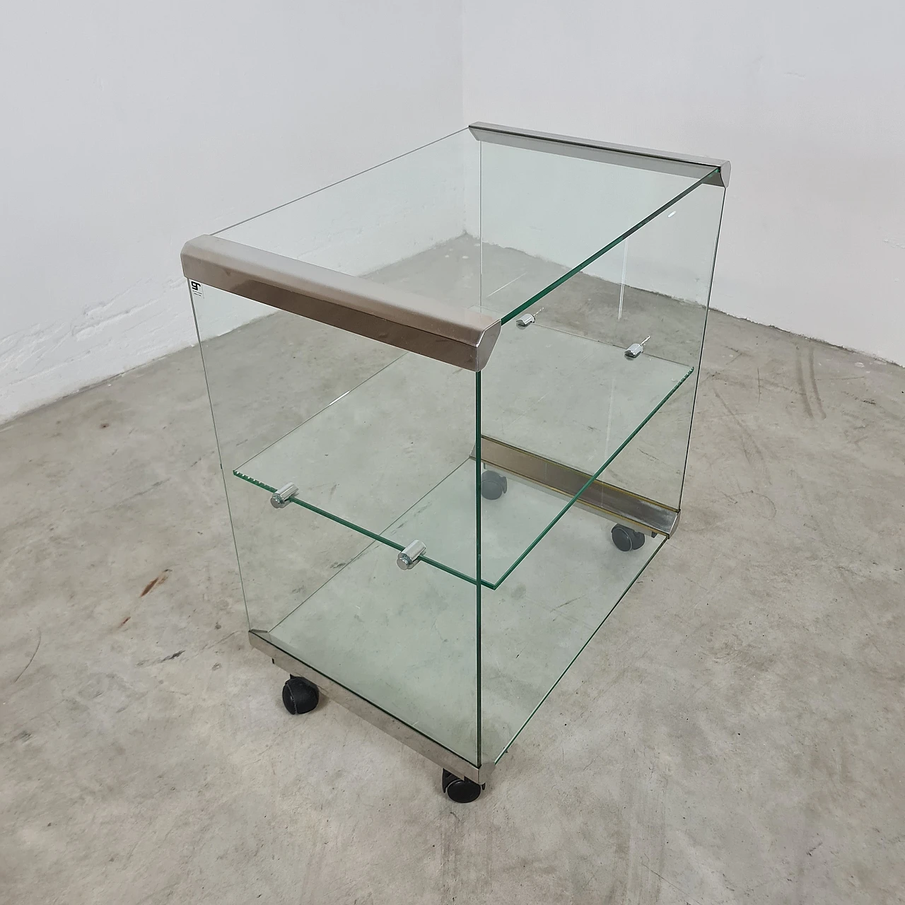 George 1 cart in glass and aluminium by Gallotti & Radice, 1980s 13