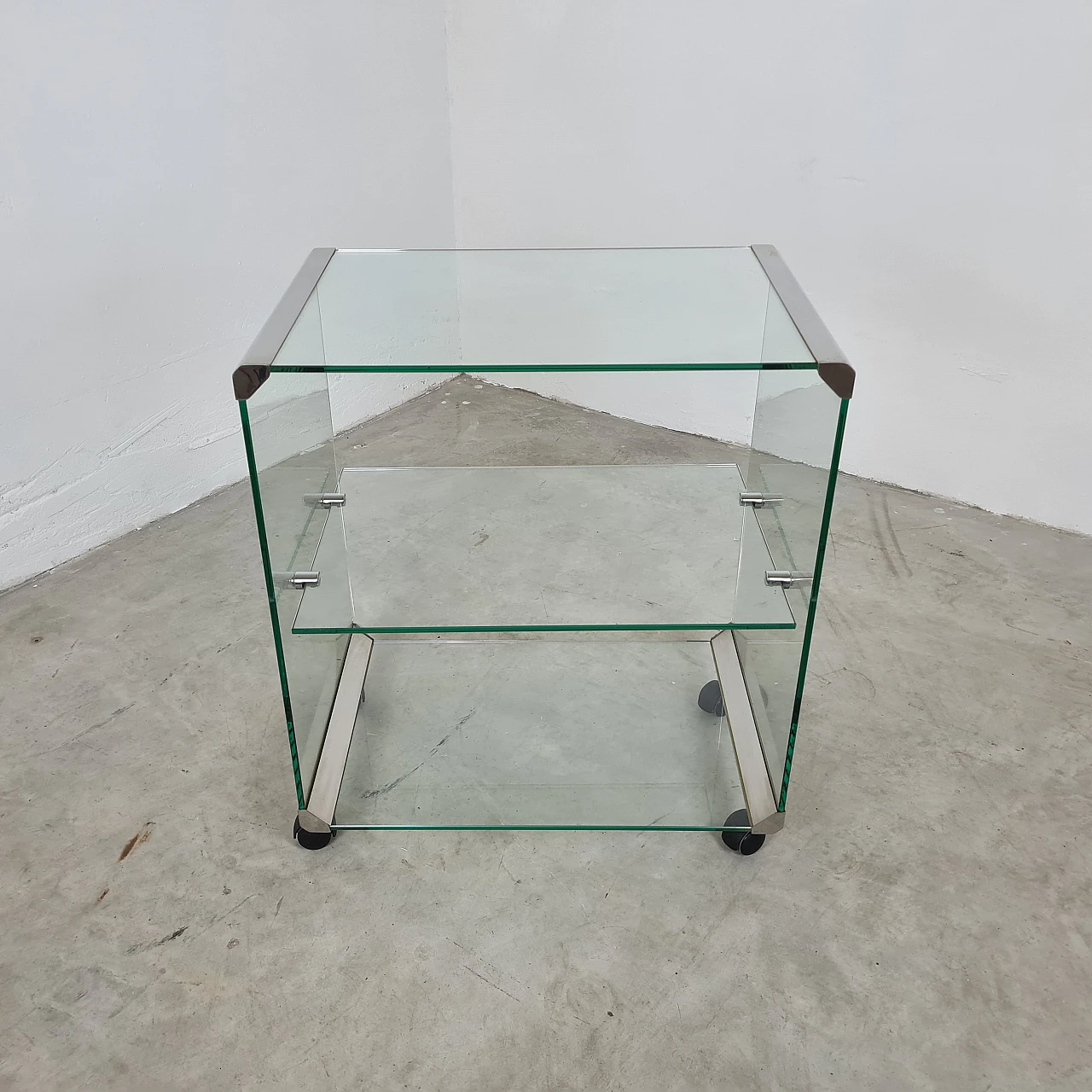 George 1 cart in glass and aluminium by Gallotti & Radice, 1980s 14