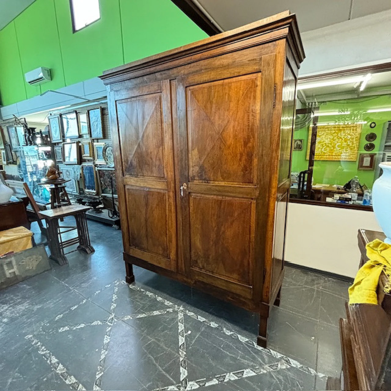 Walnut cupboard with diamond doors, 1810 15