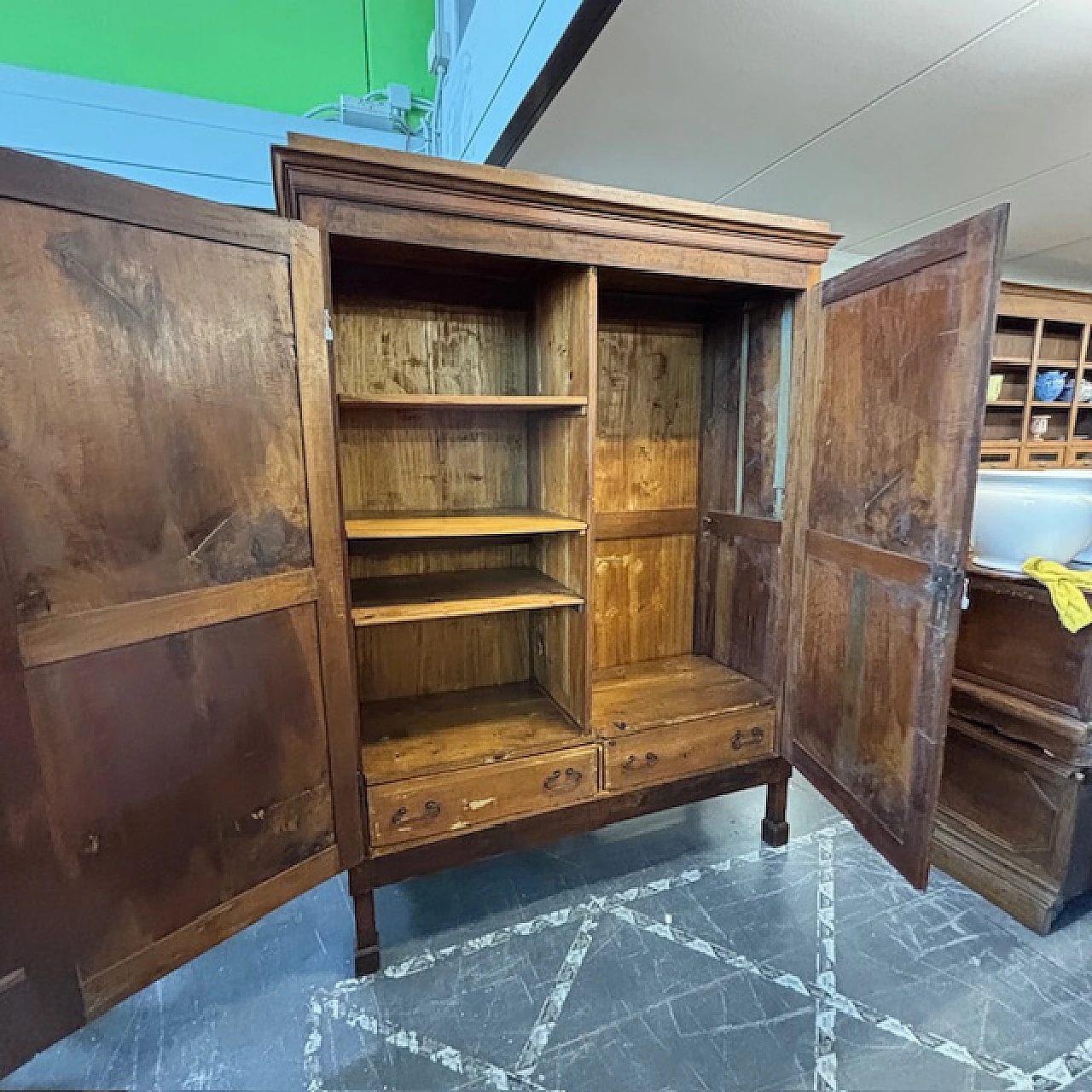 Walnut cupboard with diamond doors, 1810 16