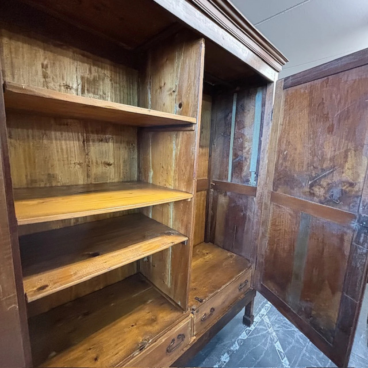 Walnut cupboard with diamond doors, 1810 18