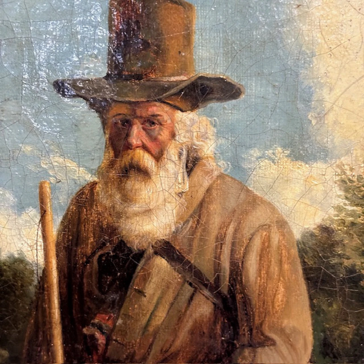 Beggar character, oil on canvas, 19th century 6