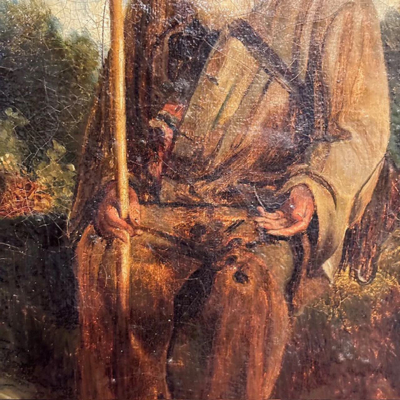 Beggar character, oil on canvas, 19th century 7