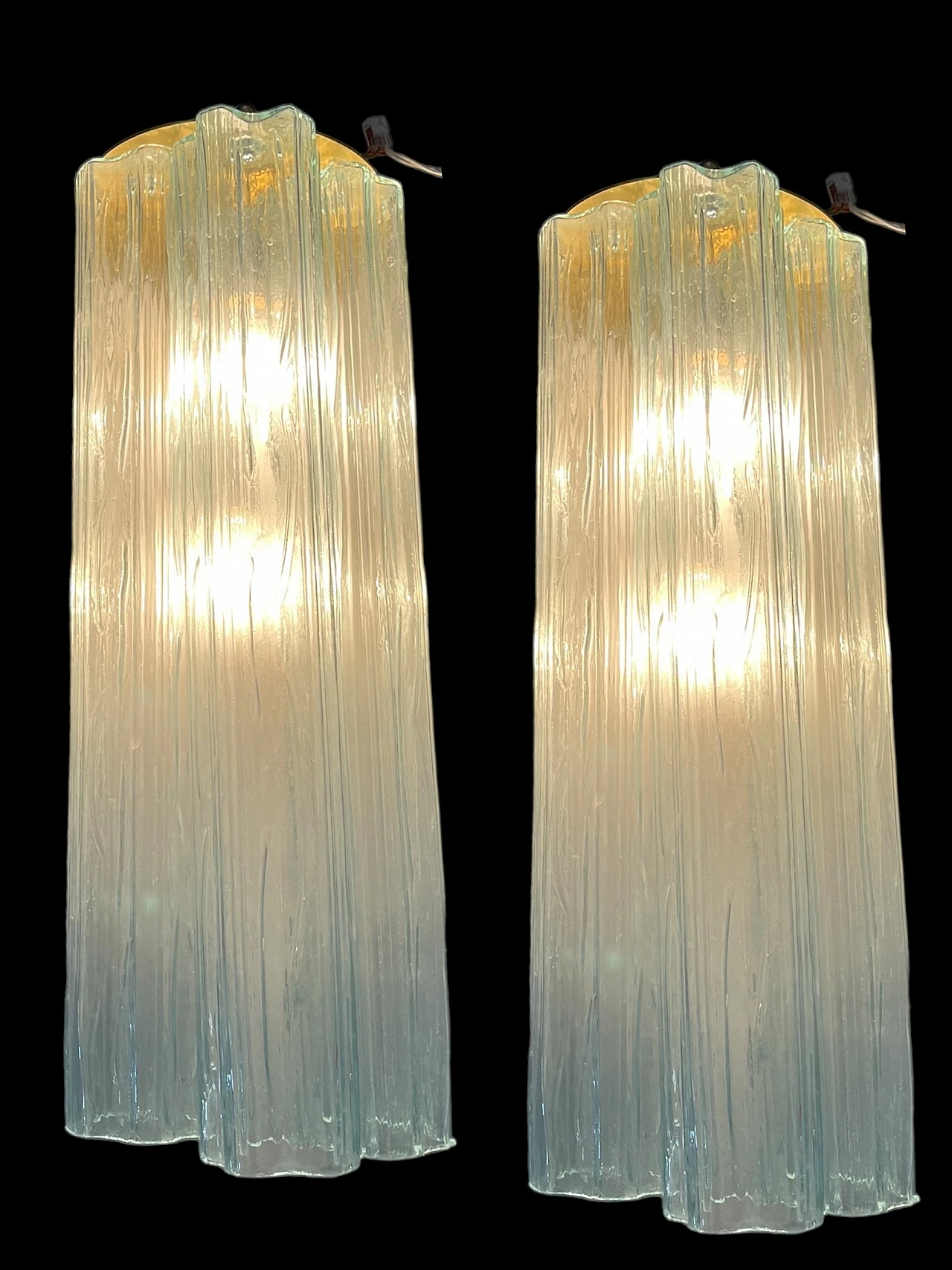 Pair of Tronchi Tube wall sconces in Murano glass, 1970s 14