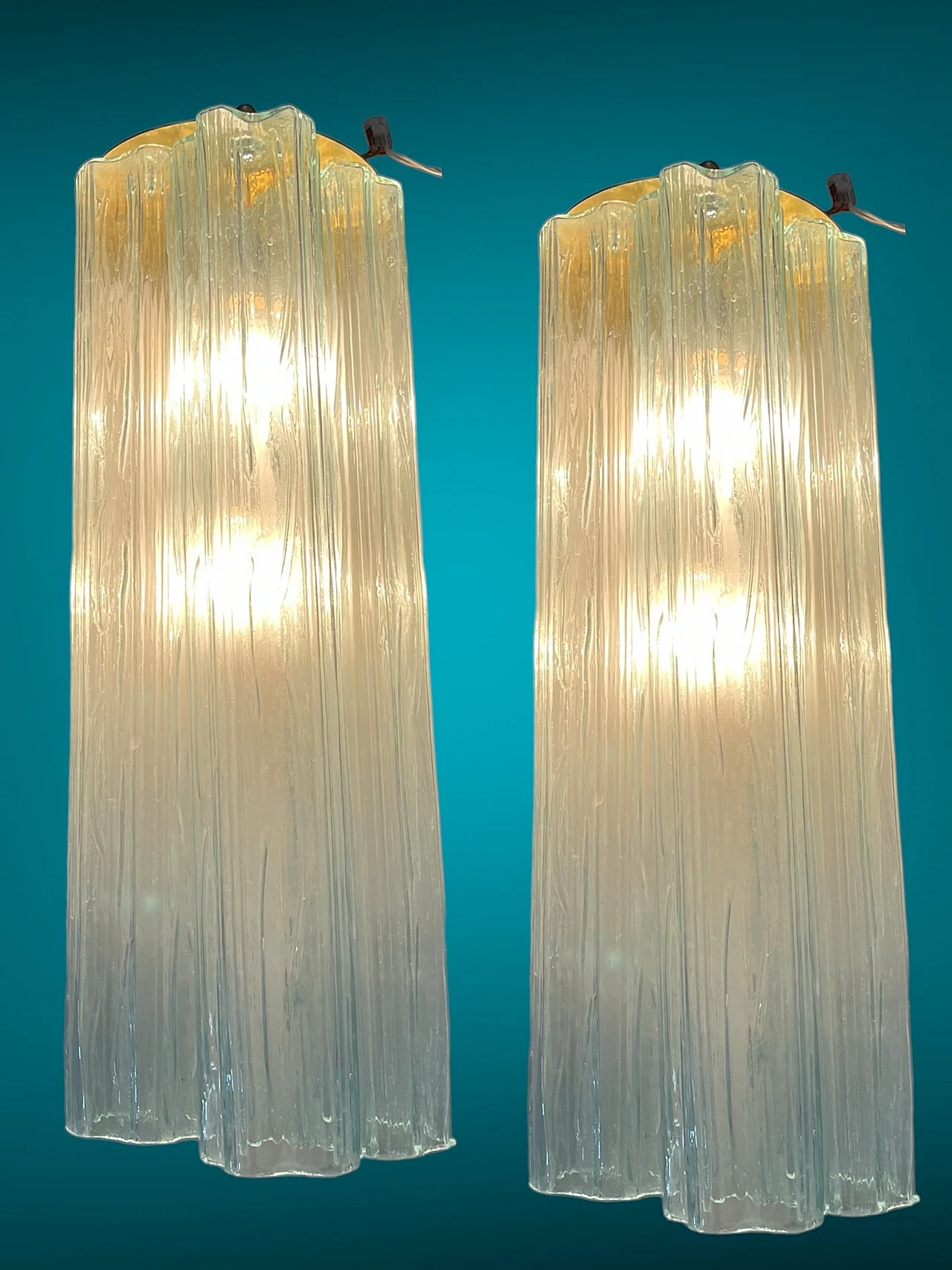 Pair of Tronchi Tube wall sconces in Murano glass, 1970s 15