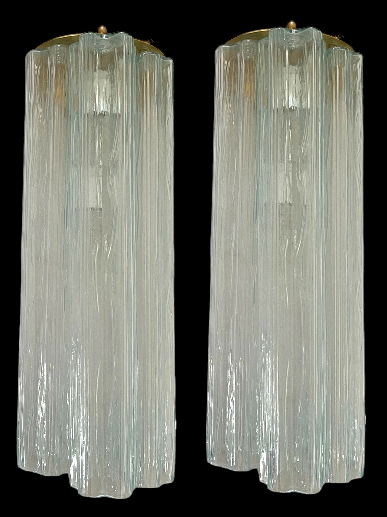 Pair of Tronchi Tube wall sconces in Murano glass, 1970s 17