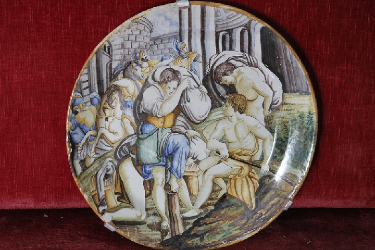 Majolica plate depicting popular scene, 18th century 2