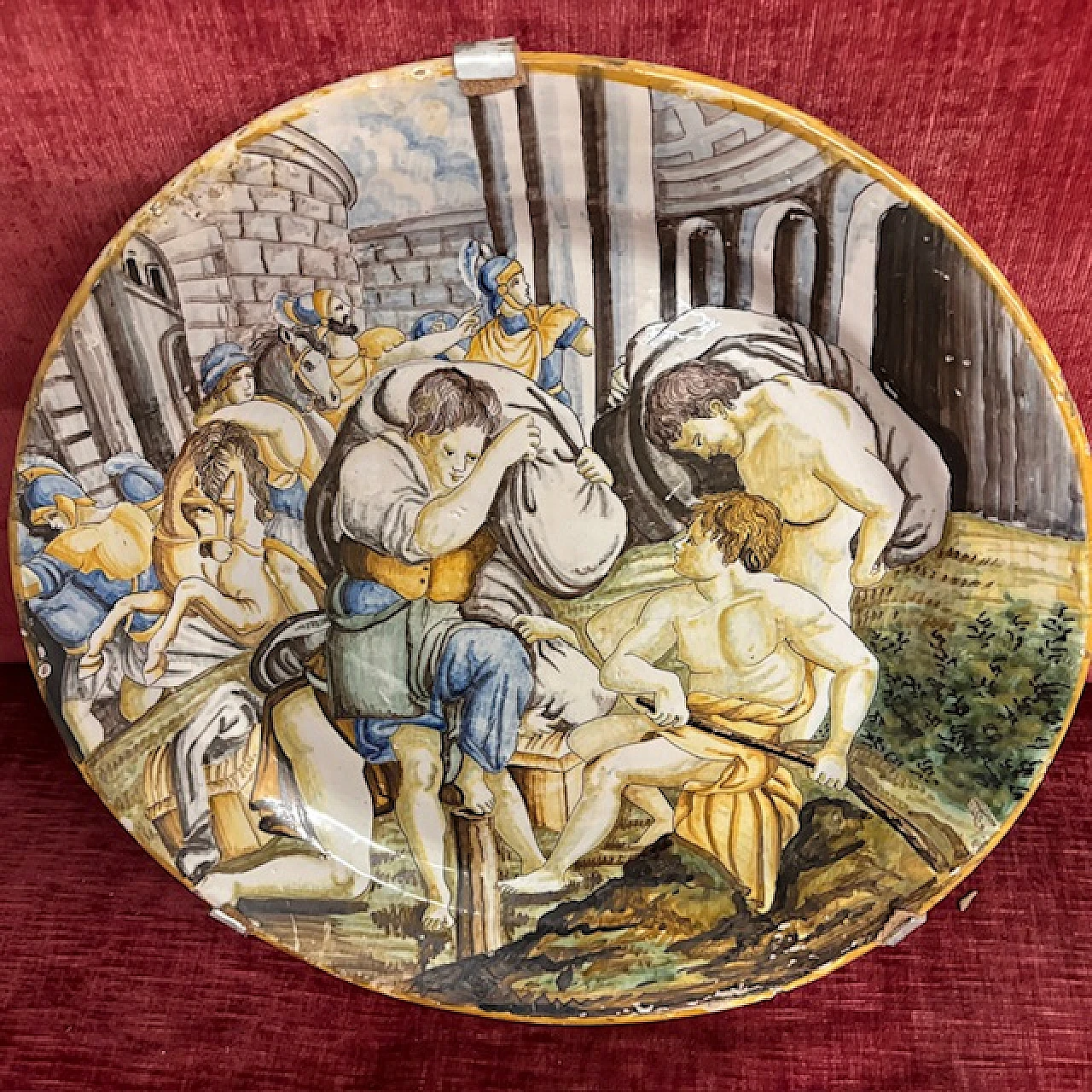 Majolica plate depicting popular scene, 18th century 6