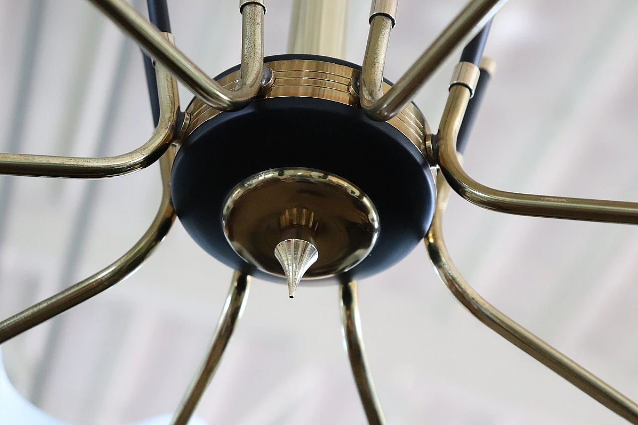 Eight-light chandelier with petal glass shades, 1950s 13