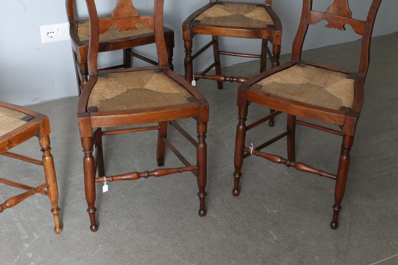 6 Solid walnut chairs, 19th century 5