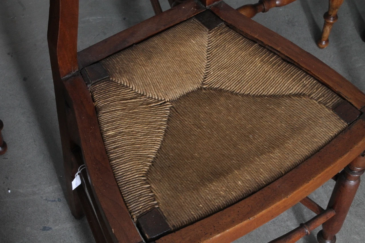 6 Solid walnut chairs, 19th century 8