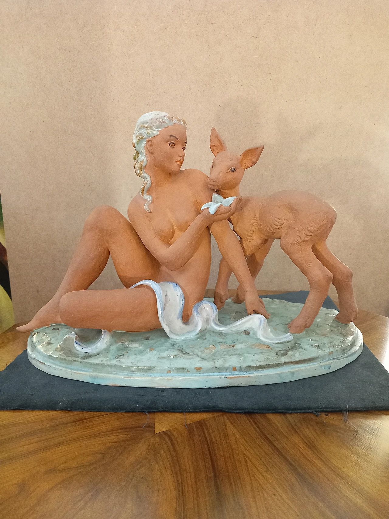 Maiden with fawn in polychrome terracotta, 1943 1