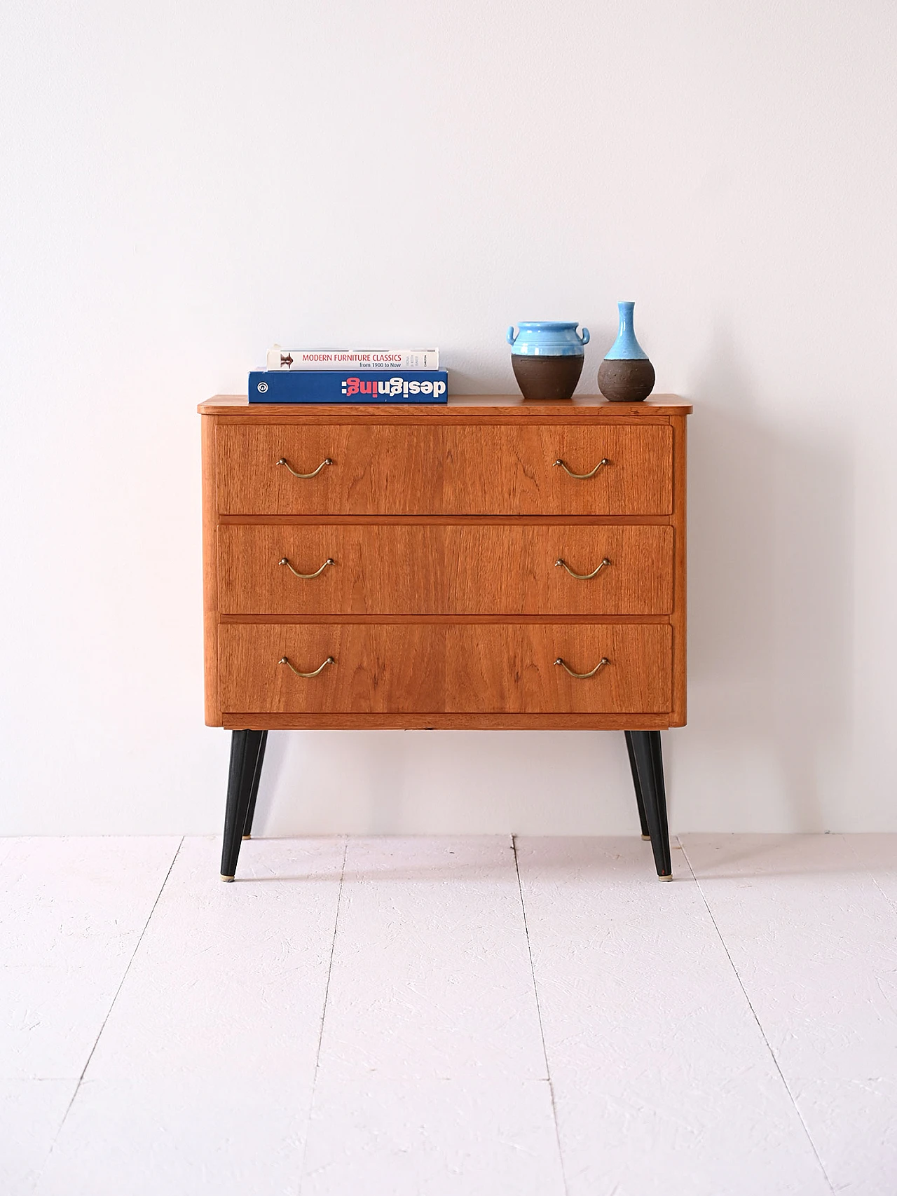 Teak chest of drawers with metal handles, 1960s 1