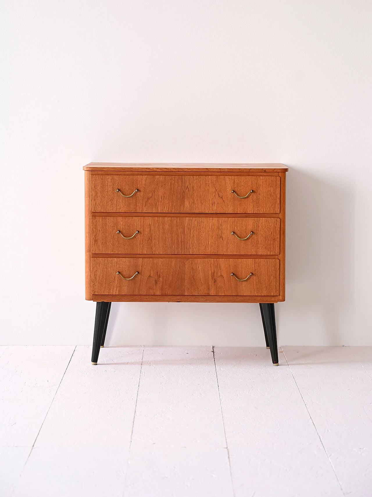 Teak chest of drawers with metal handles, 1960s 2