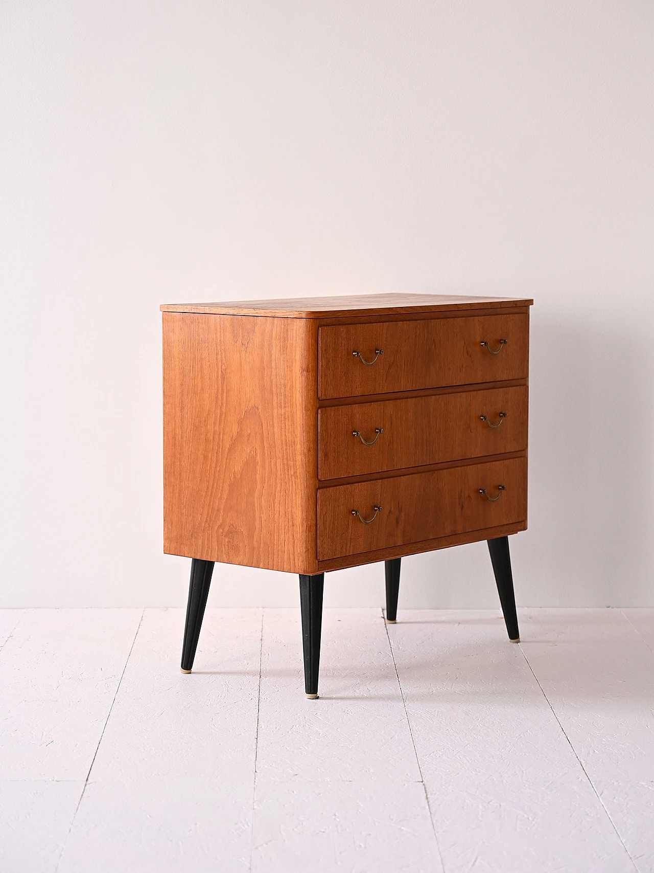 Teak chest of drawers with metal handles, 1960s 3