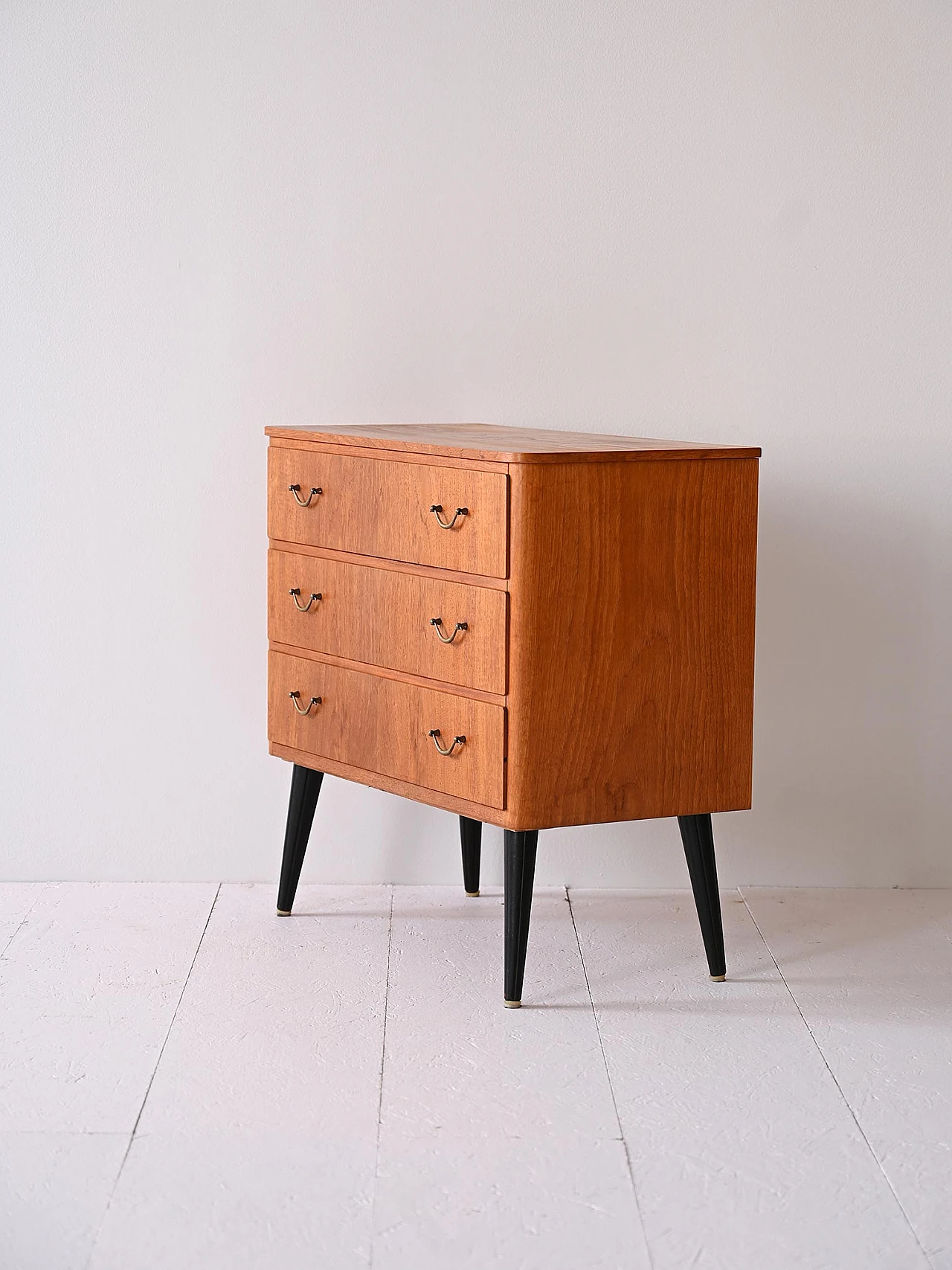 Teak chest of drawers with metal handles, 1960s 4