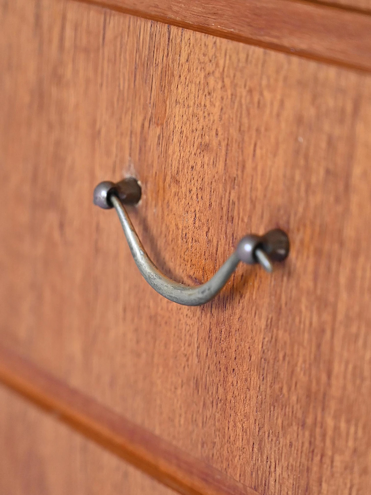 Teak chest of drawers with metal handles, 1960s 9