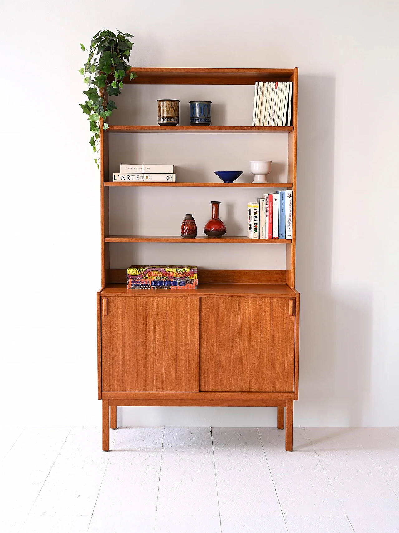 Teak bookcase with curved wood handles by Bodafors, 1960s 1