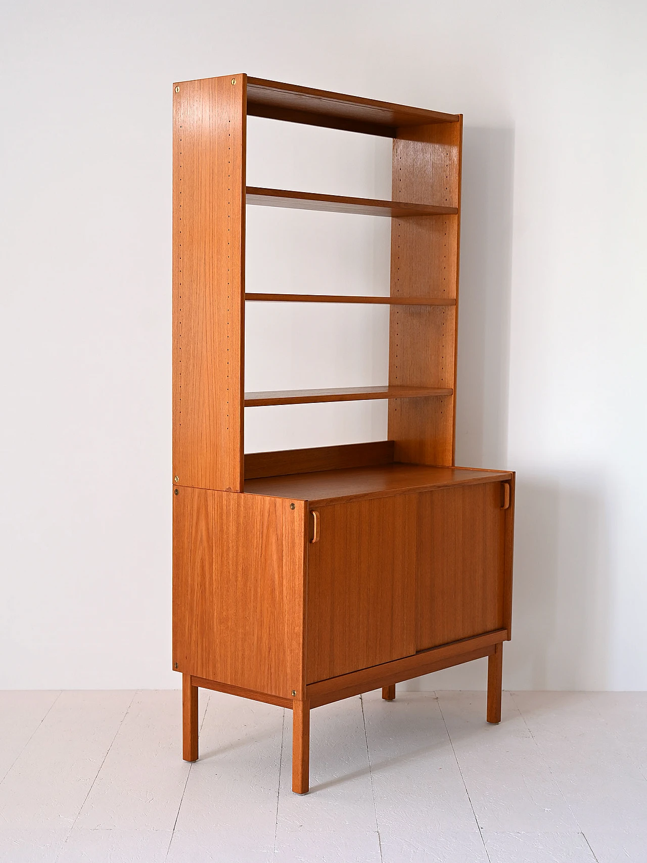 Teak bookcase with curved wood handles by Bodafors, 1960s 5