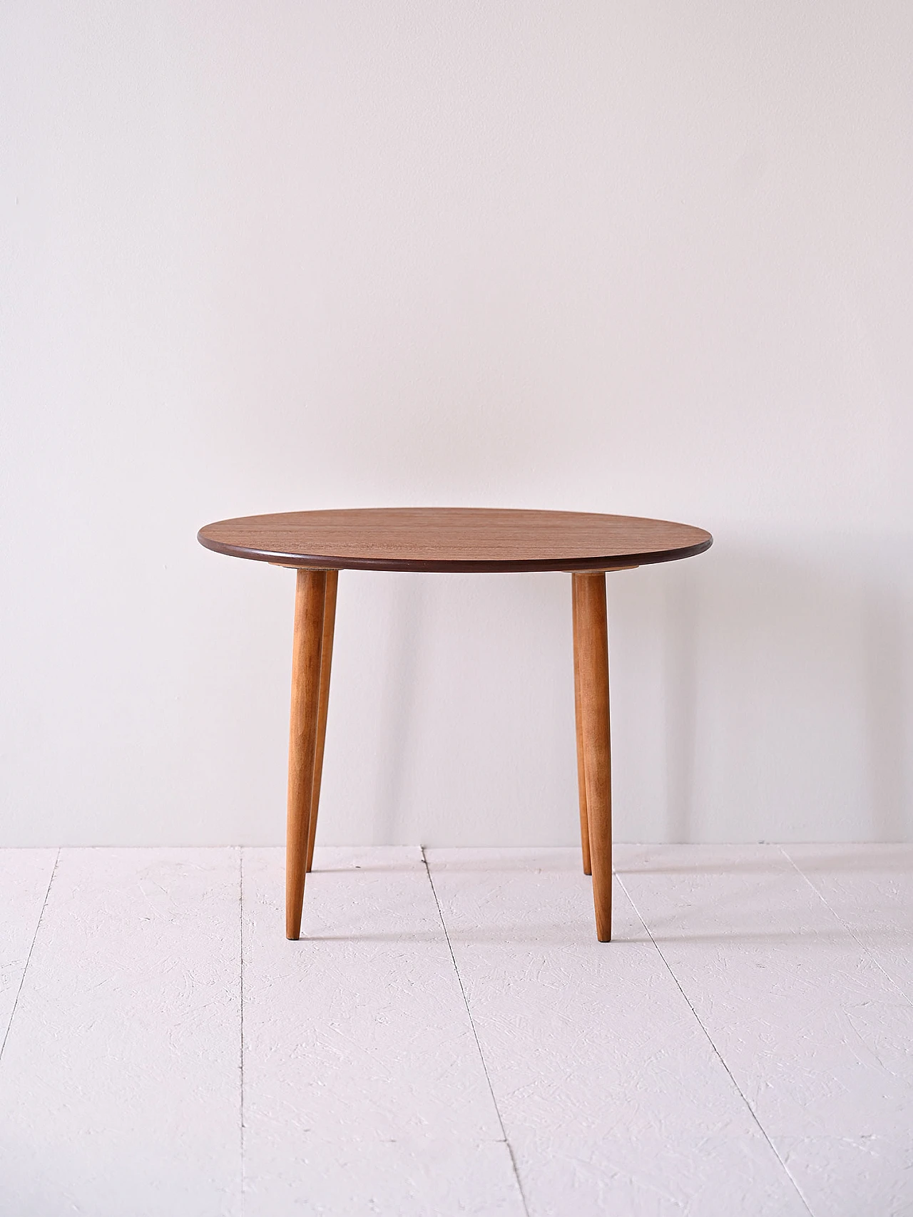 Round coffee table with teak top and birch legs, 1960s 2