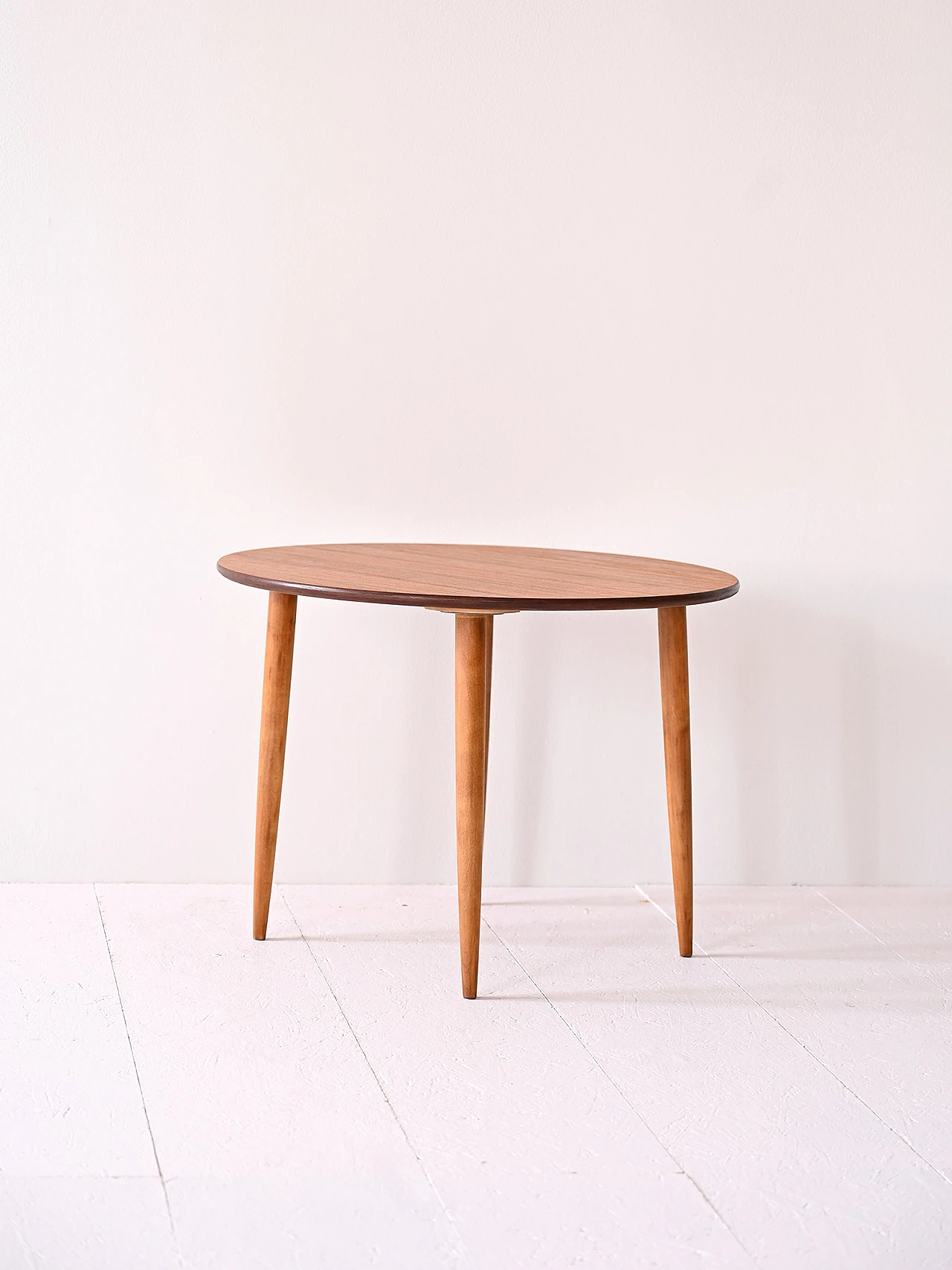 Round coffee table with teak top and birch legs, 1960s 3